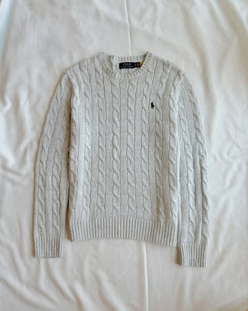 Grey round neck knit sweater