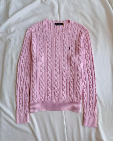 Rosa Rundhals-Strickpullover
