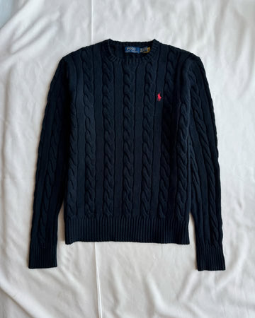 Pull en maille bleu foncé à col rond