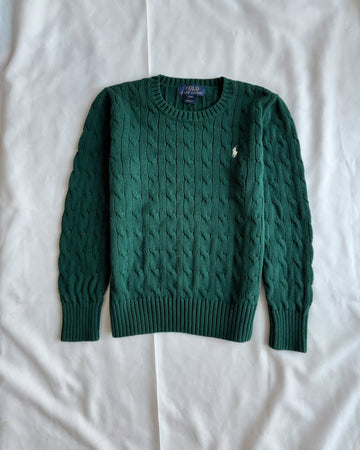Smaragdgrüner Strickpullover mit Rundhalsausschnitt