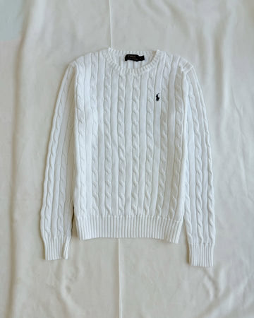 Pull en maille blanc à col rond