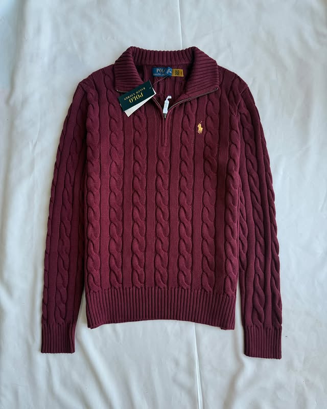 Burgundy knit quarter-zip