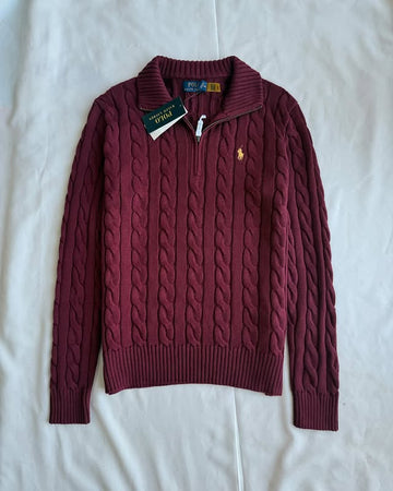 Burgundy knit quarter-zip