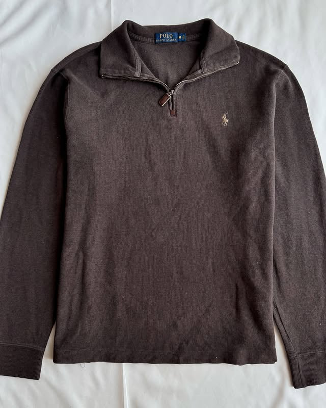 Dark brown quarter-zip