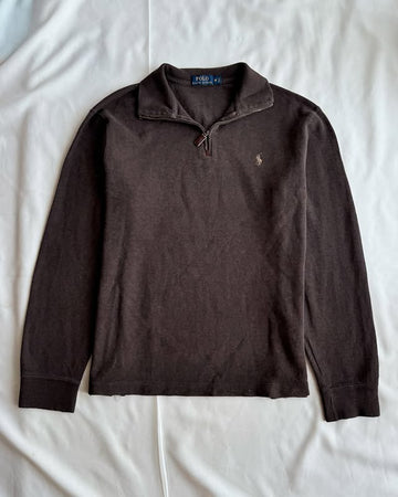 Dark brown quarter-zip