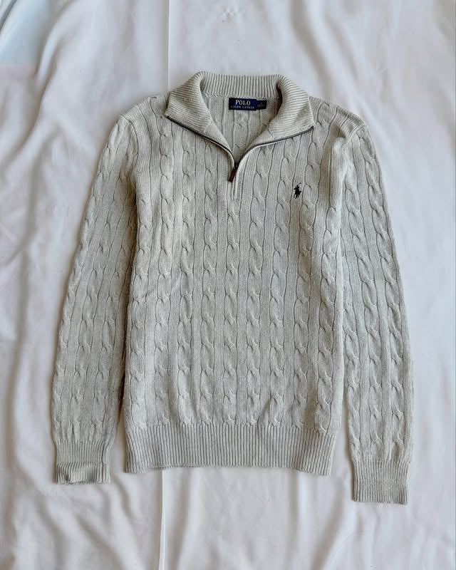 Light grey knit quarter-zip