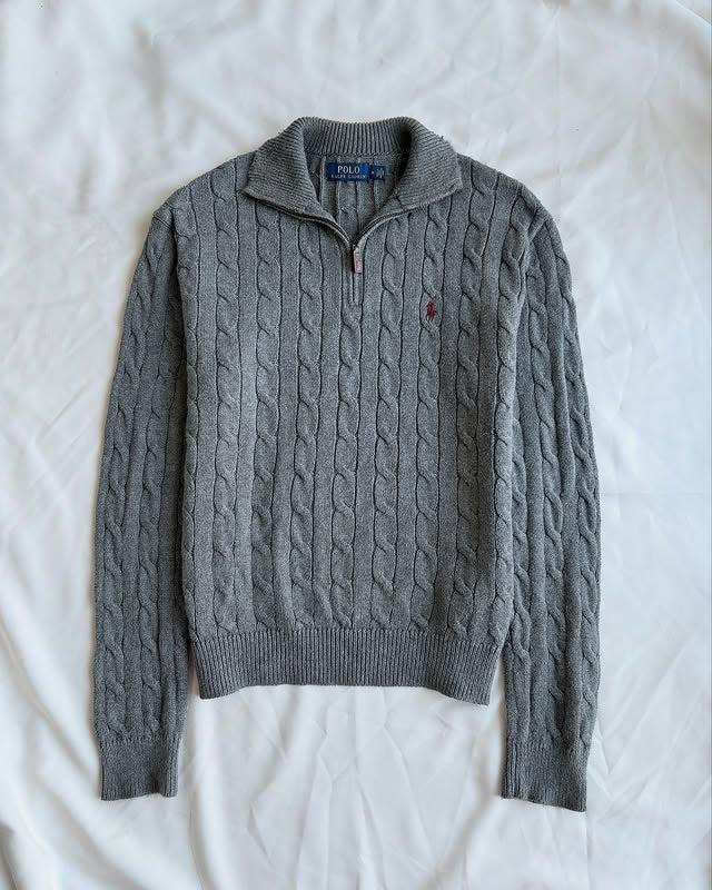 Grey knit quarter-zip