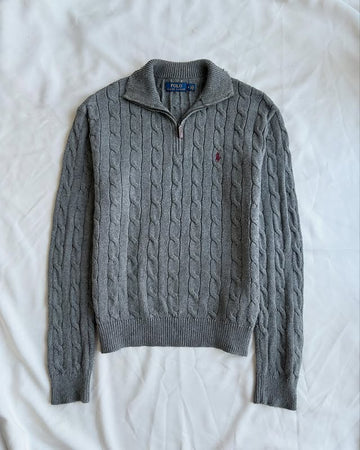 Grey knit quarter-zip