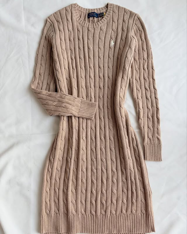 Brown long sleeve knit dress