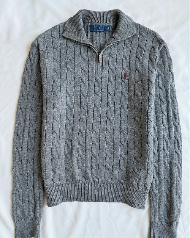 Grey knit quarter-zip