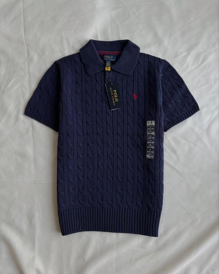 Polo en tricot bleu marine