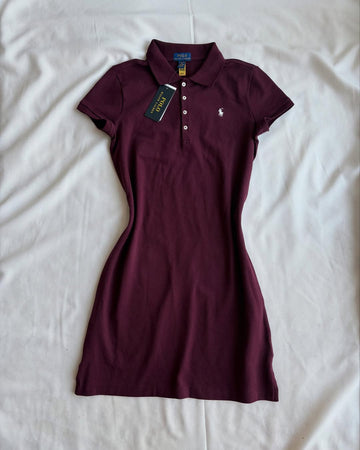 Weinrotes Kurzarmkleid