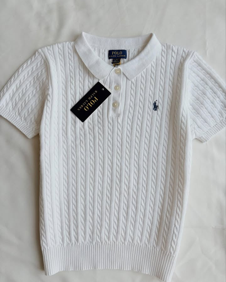 Polo en tricot blanc