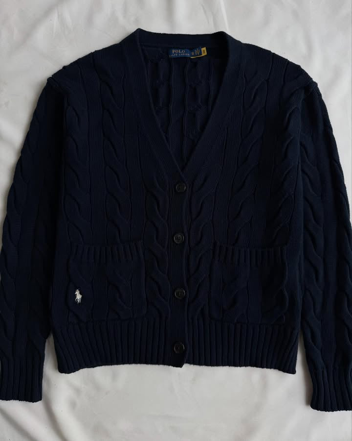 Dark blue knit cardigan