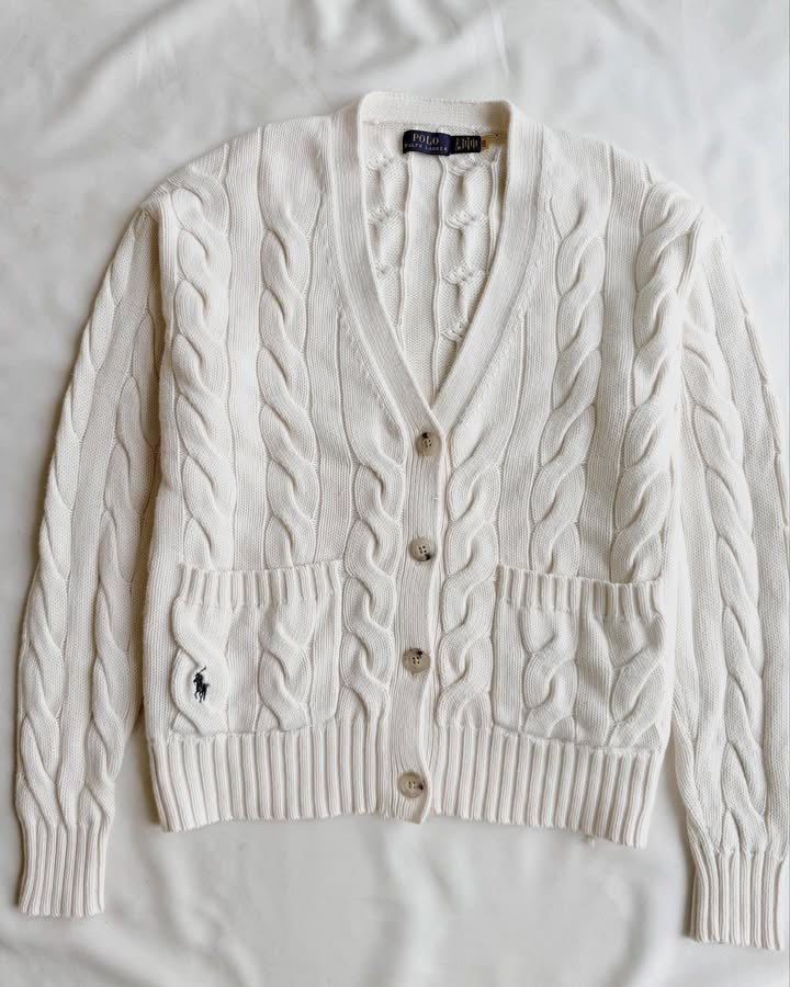 Cardigan en tricot blanc crème