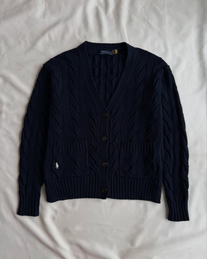 Dark blue knit cardigan