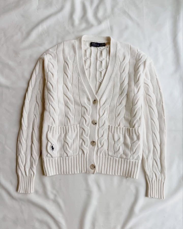 Cream white knit cardigan