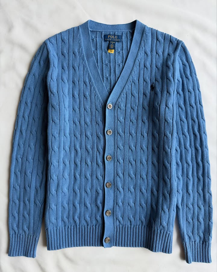 Navy blue knit cardigan