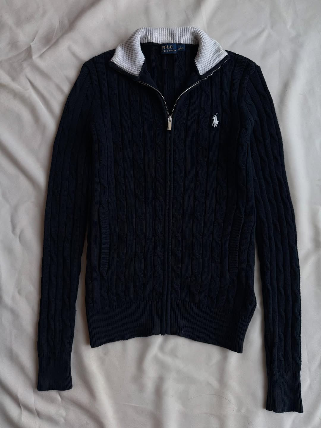 Black knit full-zip jacket