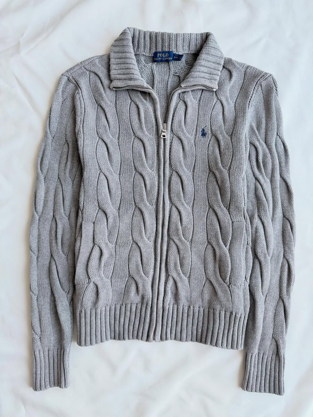 Grey knit full-zip jacket