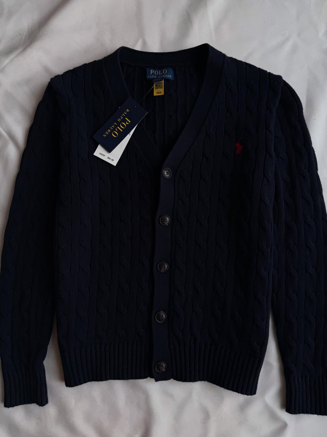 Cardigan en tricot bleu foncé