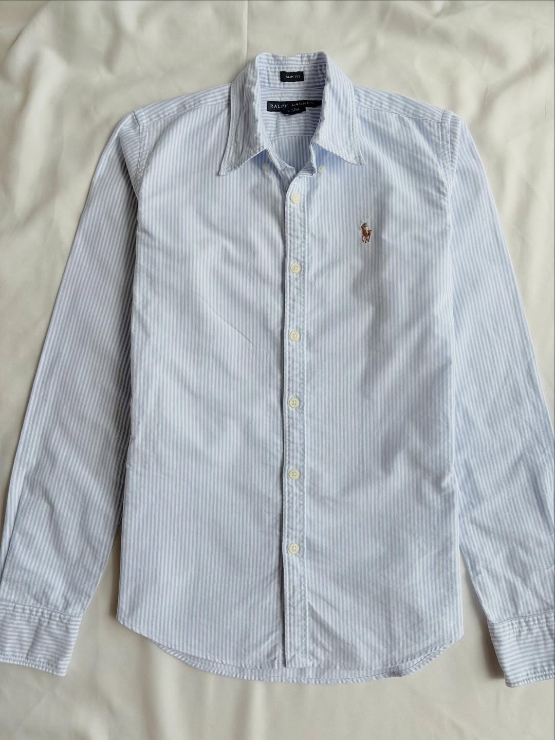 Grey and white striped dress shirt