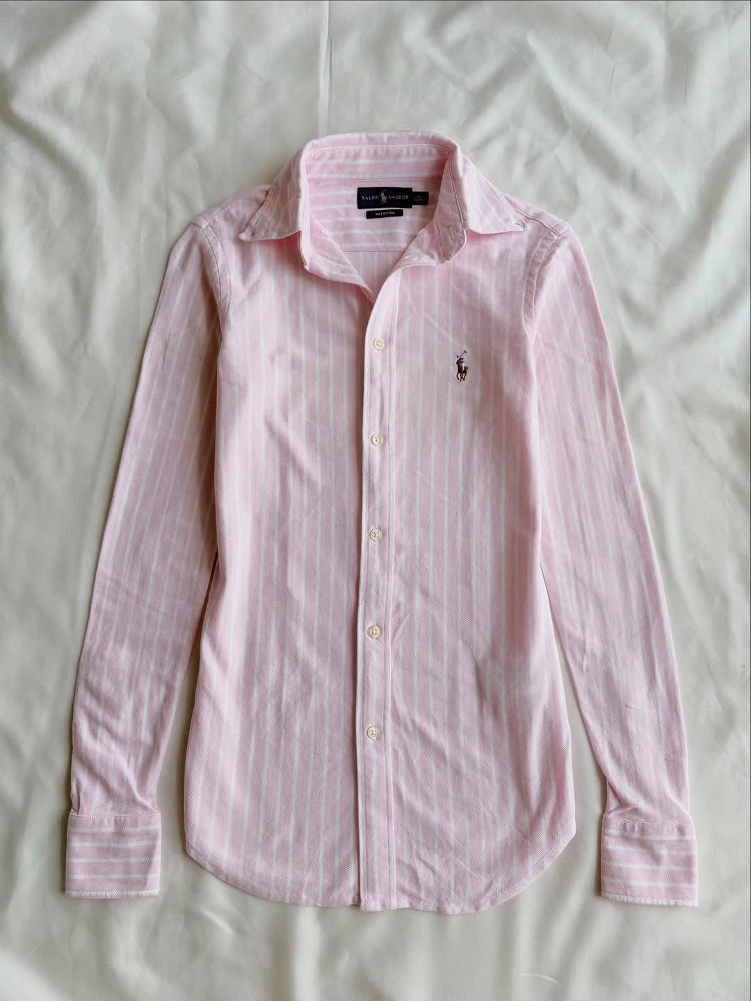 Pink and white striped dress shirt